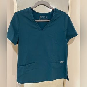 Figs Women's Teal V-Neck Medical Scrub Top